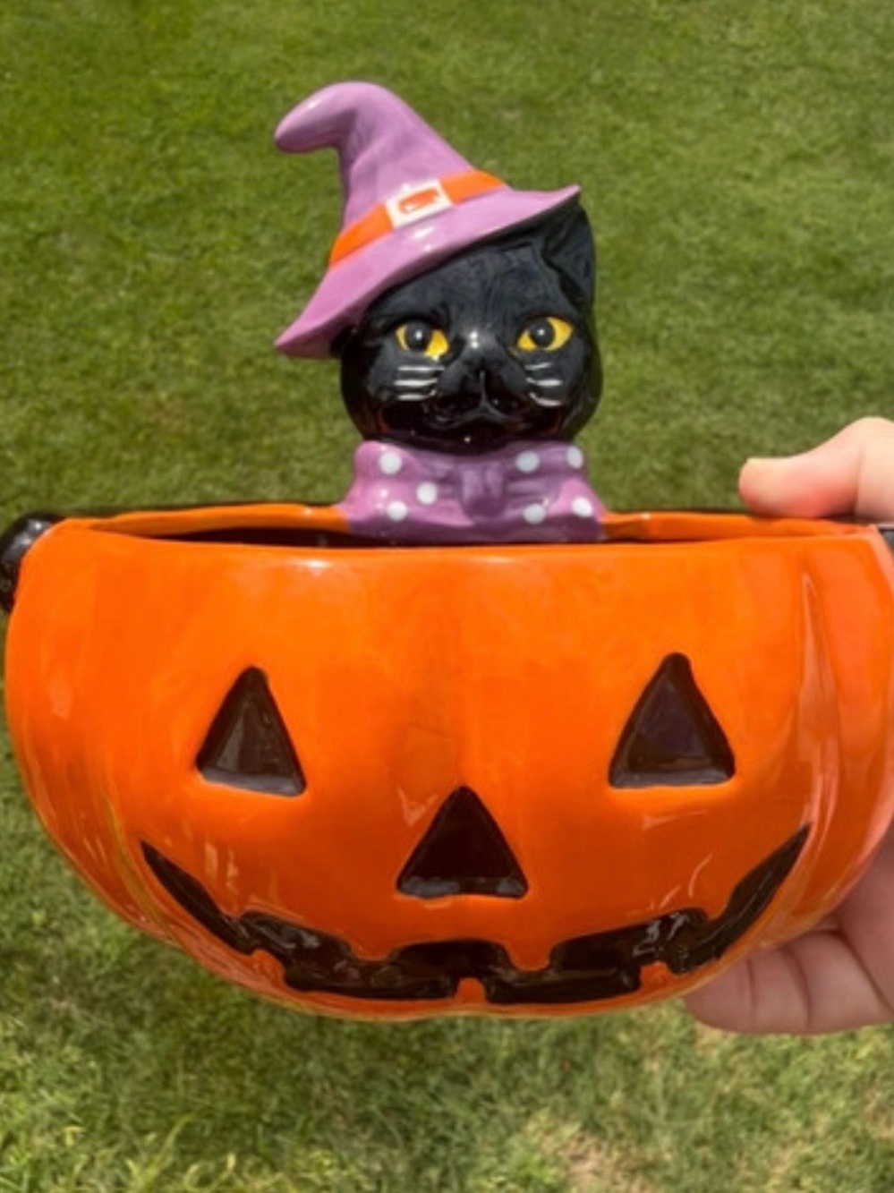 NEW Halloween Black Cat Witch
Pumpkin Ceramic Bowl & Candy Dish